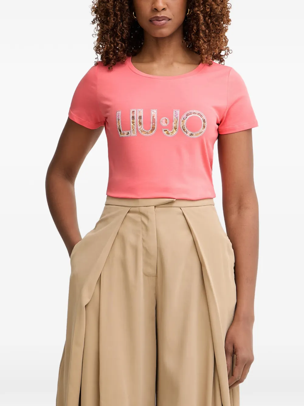 LIU JO rhinestone-embellished T-shirt - Rosa