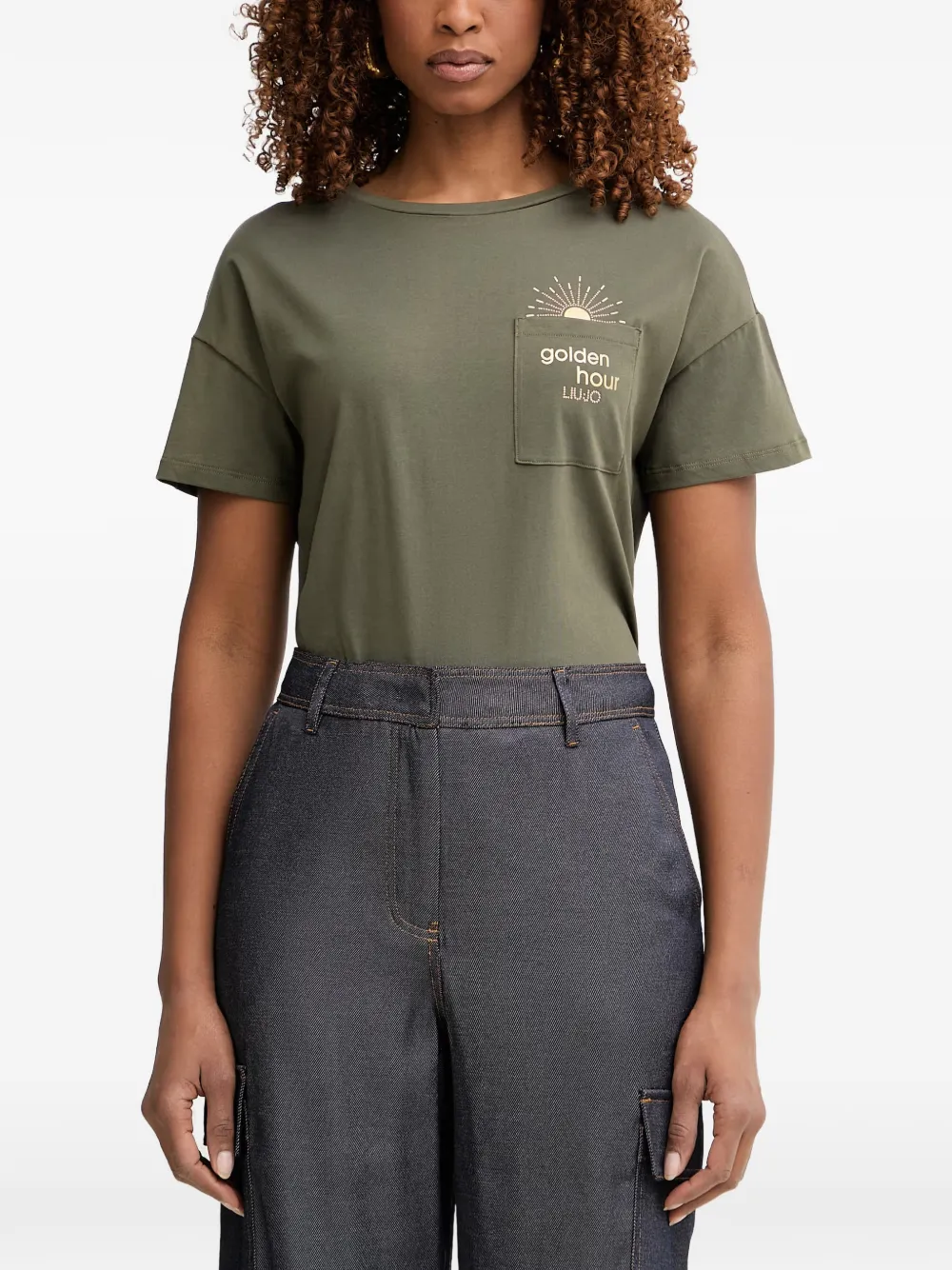 LIU JO logo-print chest-pocket T-shirt - Grün
