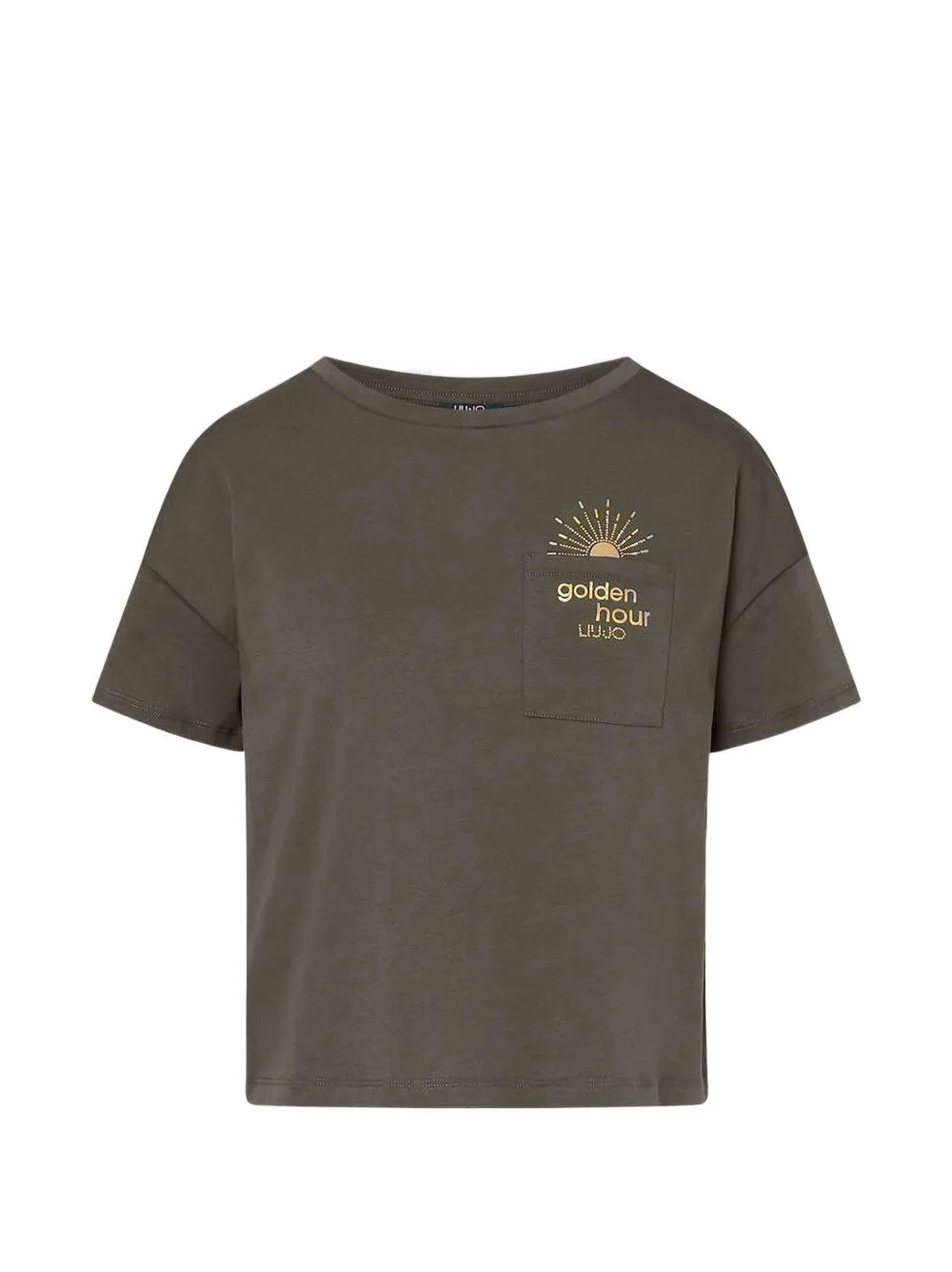 LIU JO logo-print chest-pocket T-shirt - Verde
