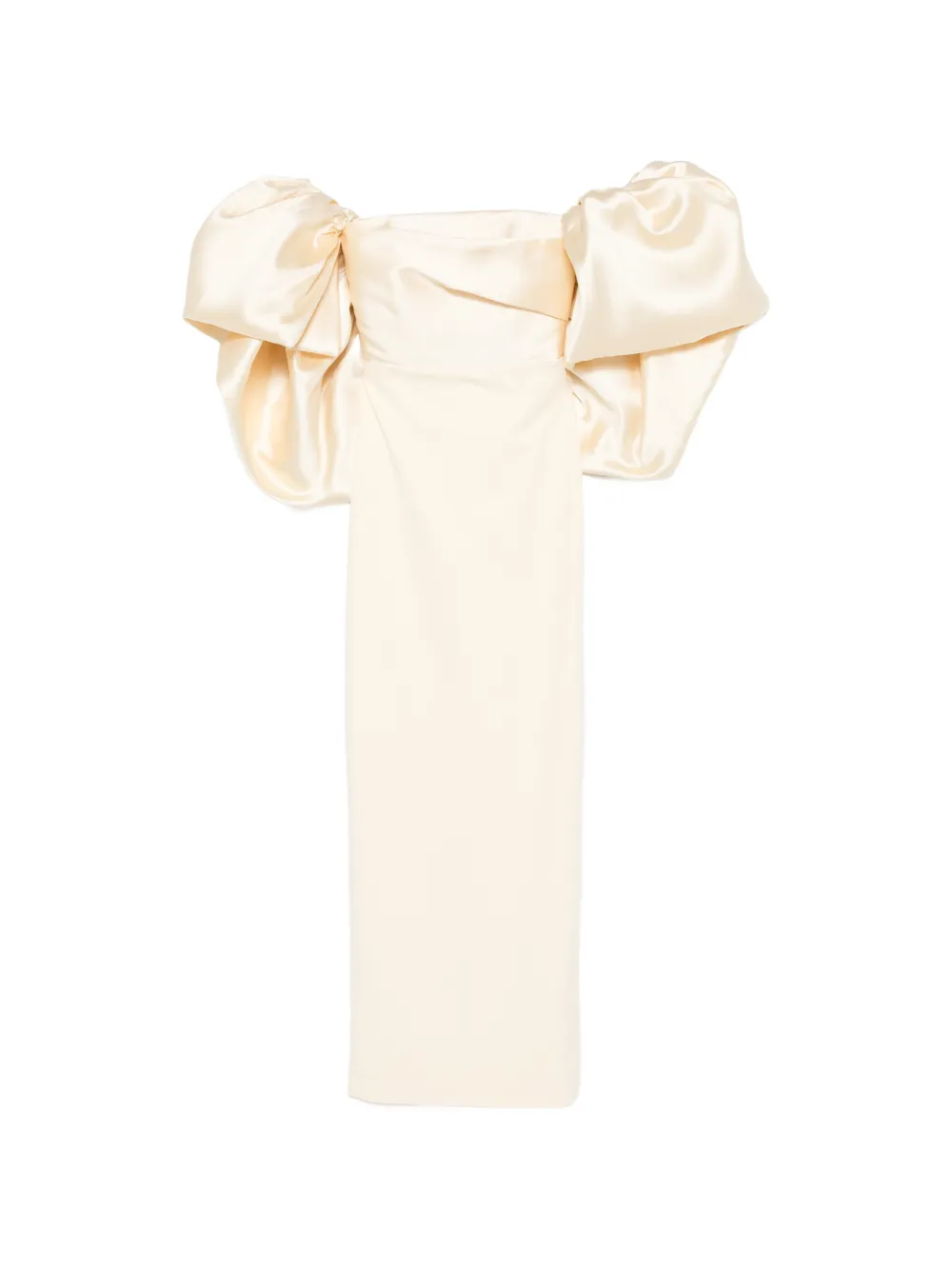 Solace London off-shoulder puff-sleeve maxi dress - Toni neutri