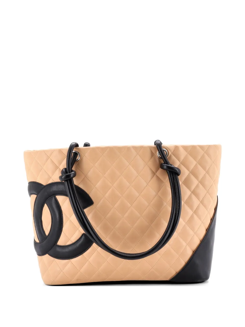 CHANEL Pre-Owned Große Cambon Tote Bag aus gestepptem Leder - Schwarz