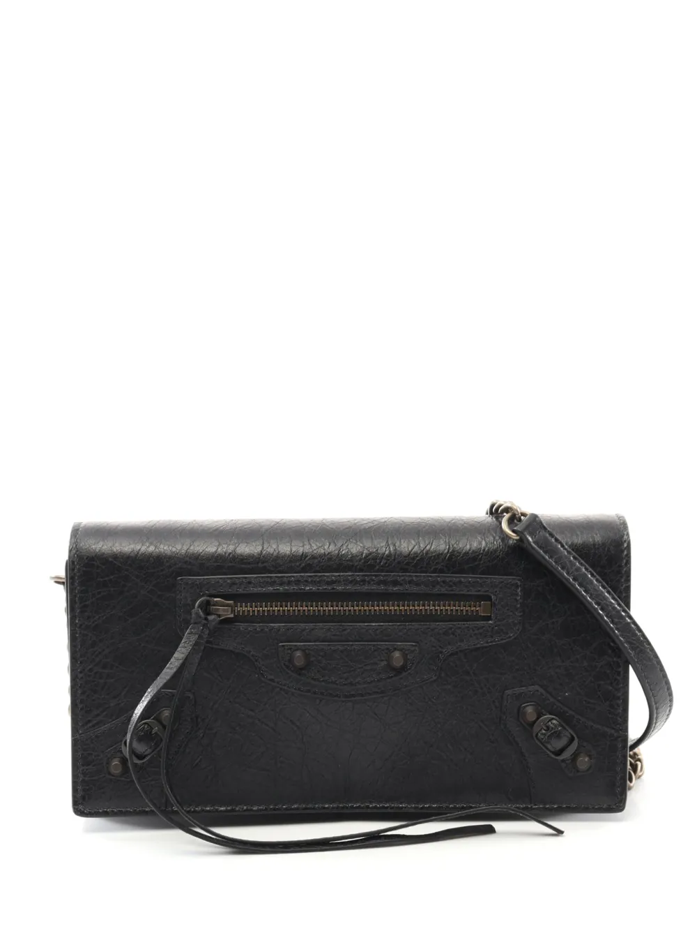 Balenciaga Pre-Owned 2010-2026 Leather Metal Plate City Wallet on Chain crossbody bag - Nero