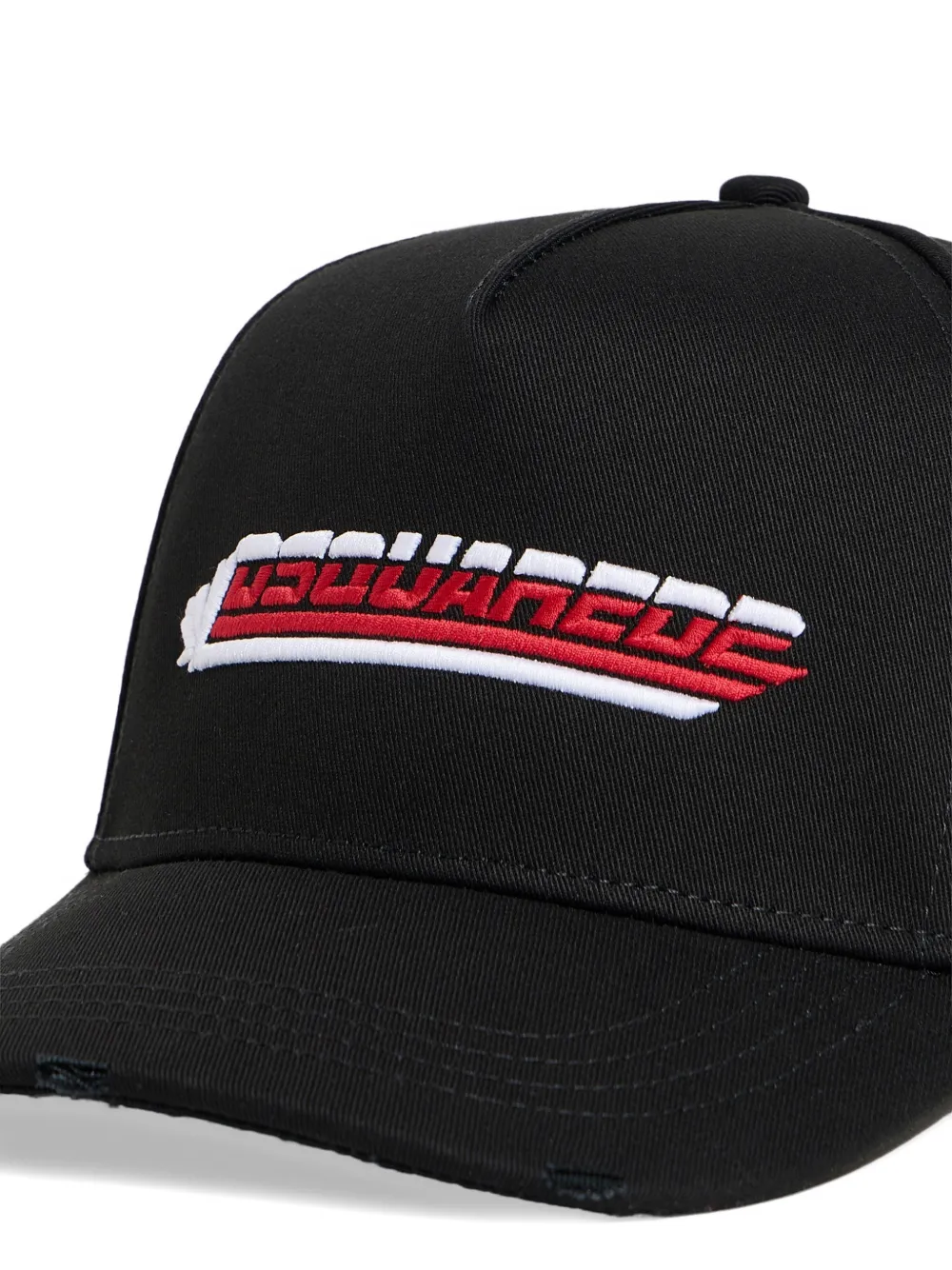 DSQUARED2 Gerafelde honkbalpet met geborduurd logo Zwart