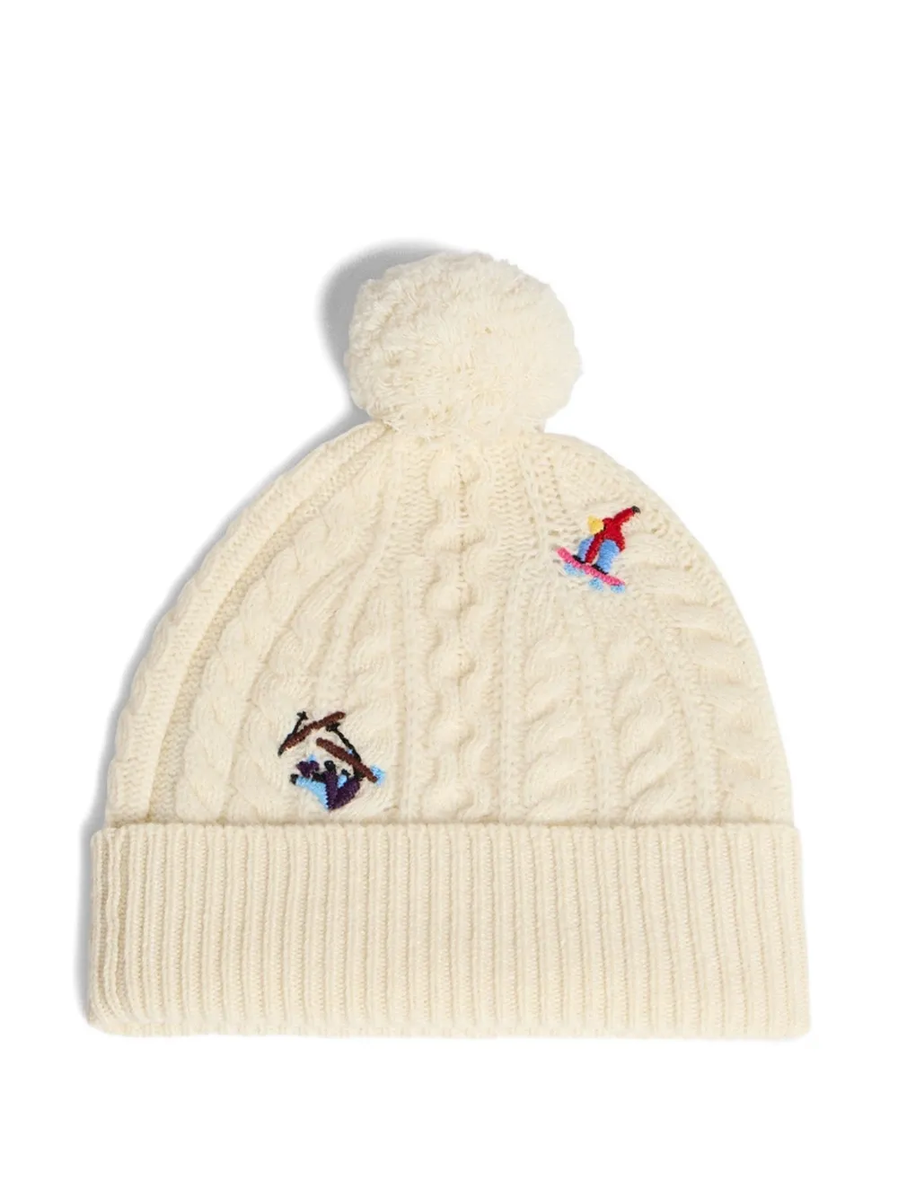 DSQUARED2 Kabelgebreide muts met pompon Beige