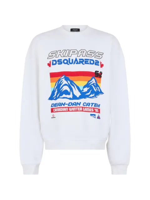 DSQUARED2 Ski Pass graphic-print crew-neck cotton sweatshirt