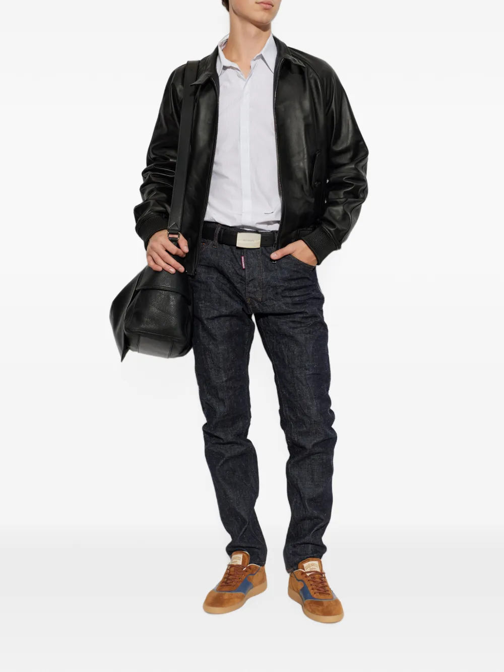 DSQUARED2 Katoenen jeans met riemlussen Blauw