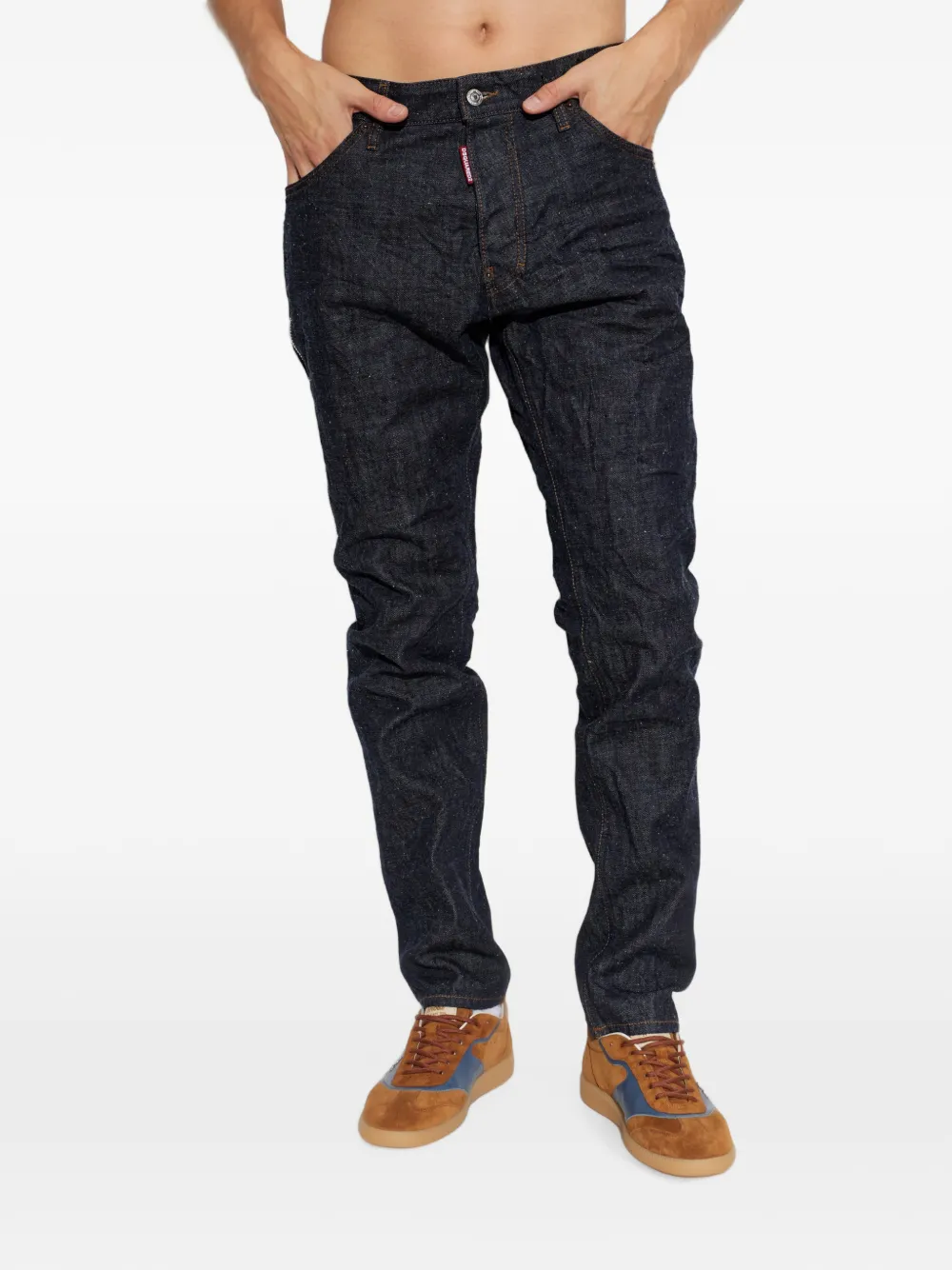 DSQUARED2 Katoenen jeans met riemlussen Blauw