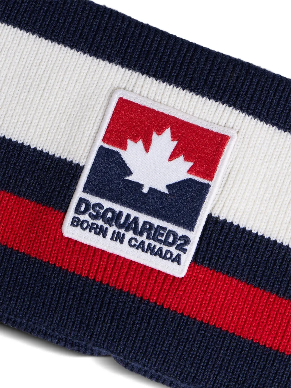 DSQUARED2 Maple Leaf gestreepte wollen haarband Blauw