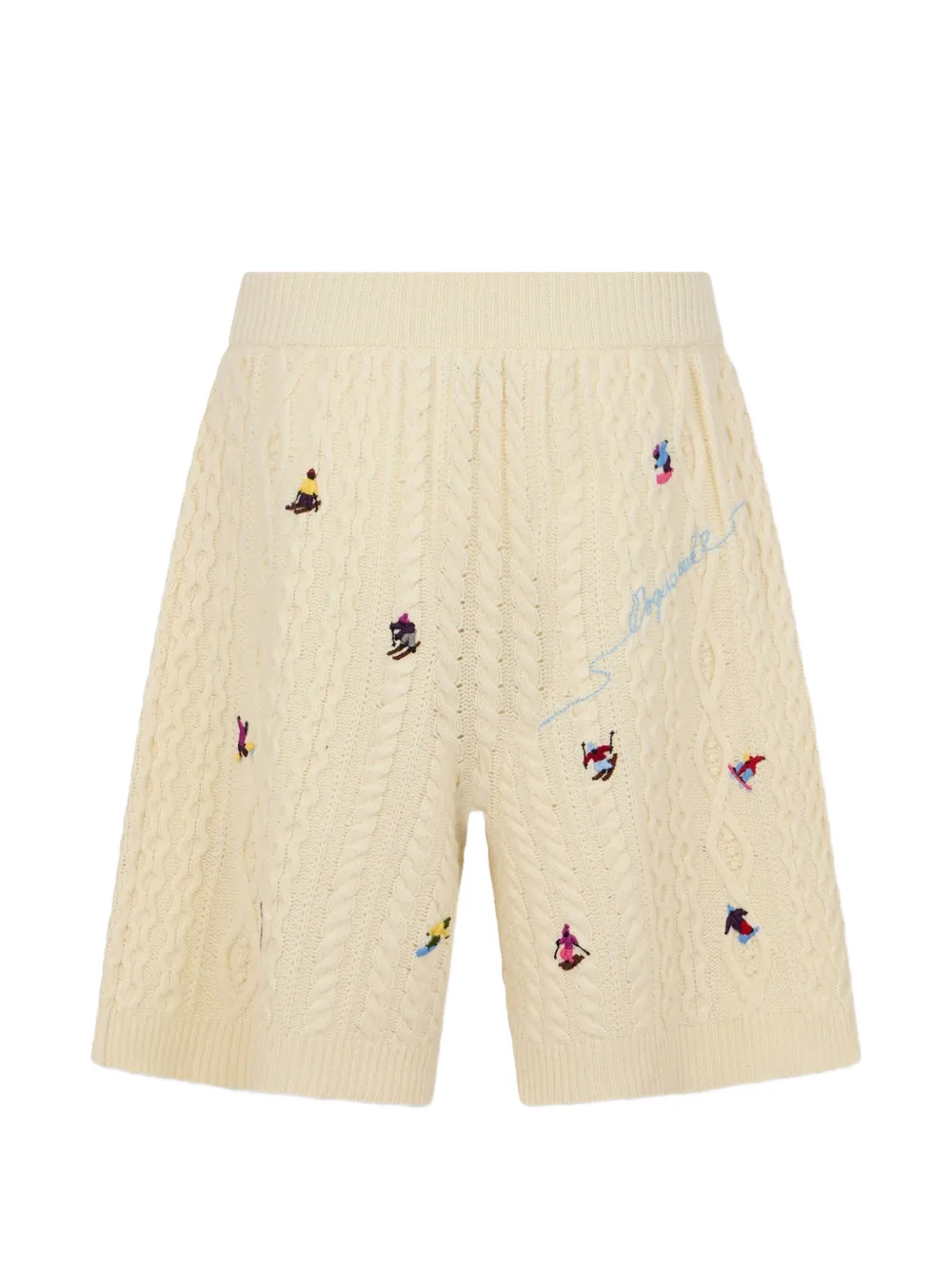 DSQUARED2 Kabelgebreide shorts met borduurwerk Beige