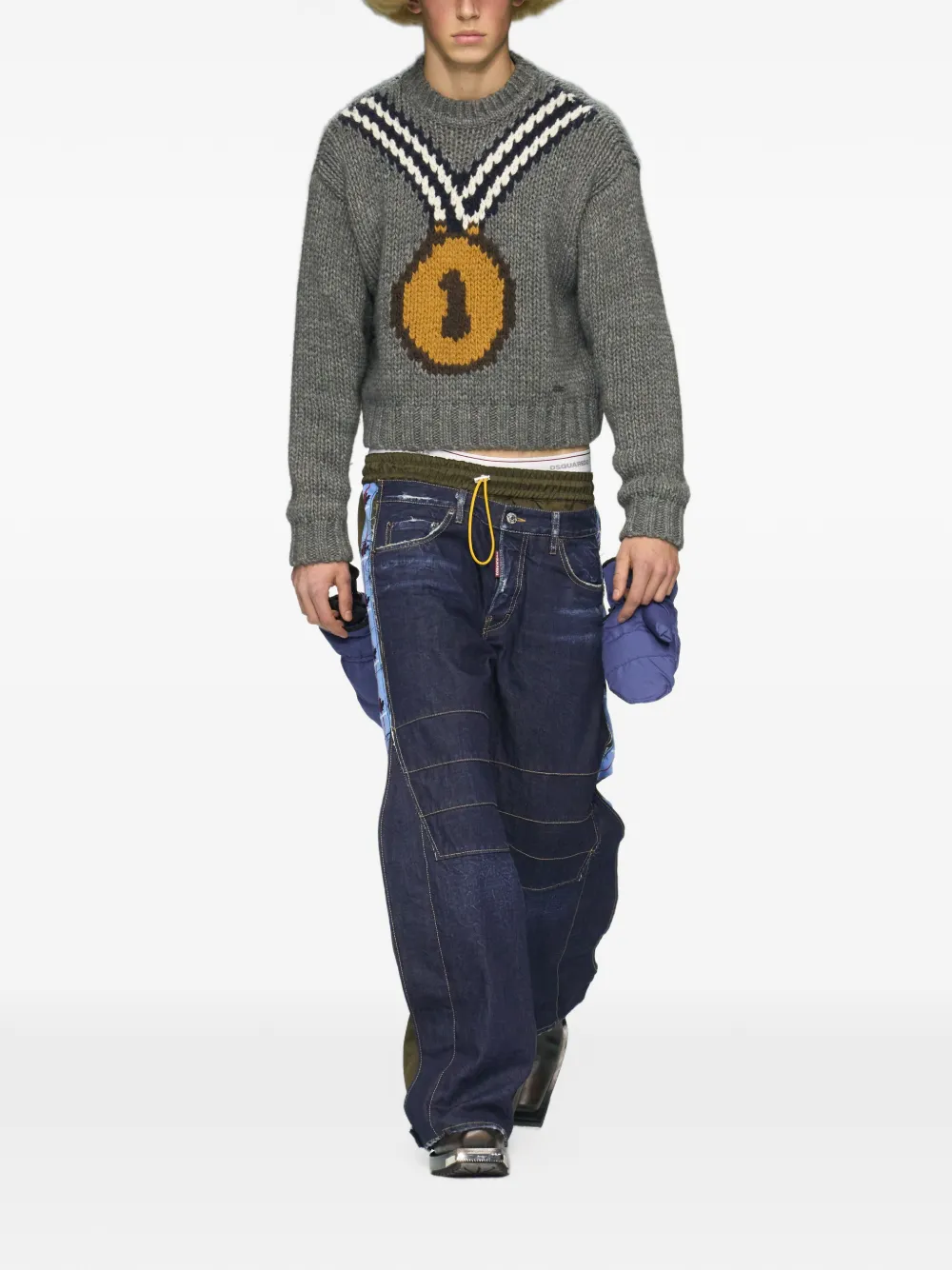 DSQUARED2 Intarsia trui Grijs