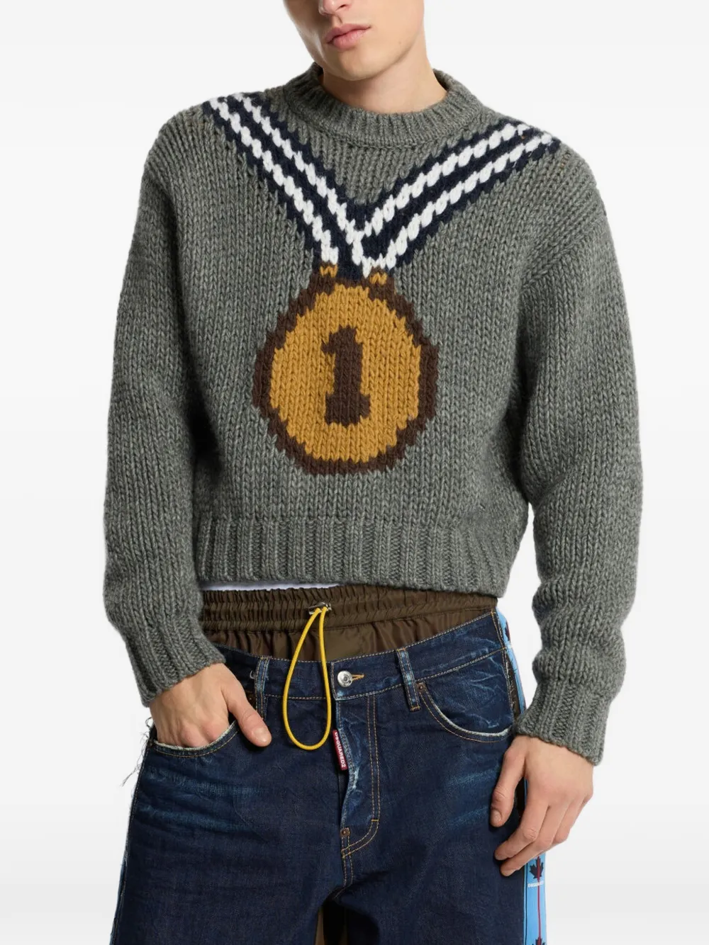 DSQUARED2 Intarsia trui Grijs