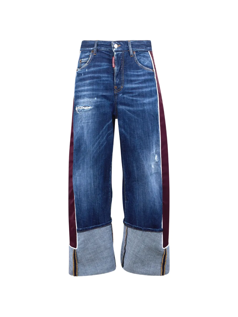 DSQUARED2 Dark Easy 80's Couture Kawaii gerafelde denim jeans met zijstreep Blauw