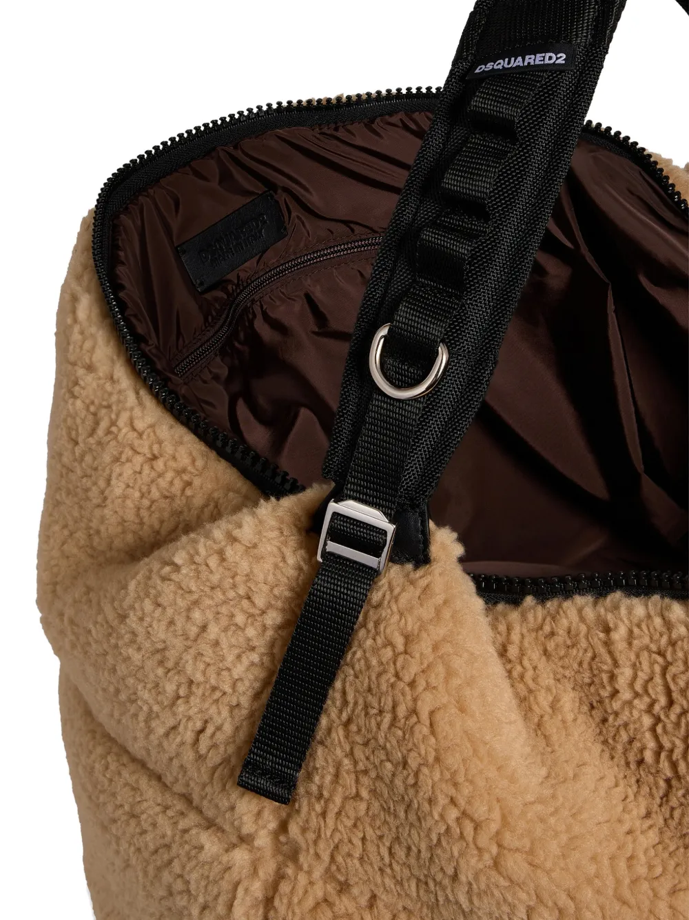 DSQUARED2 Après Ski schoudertas met fleece textuur Beige