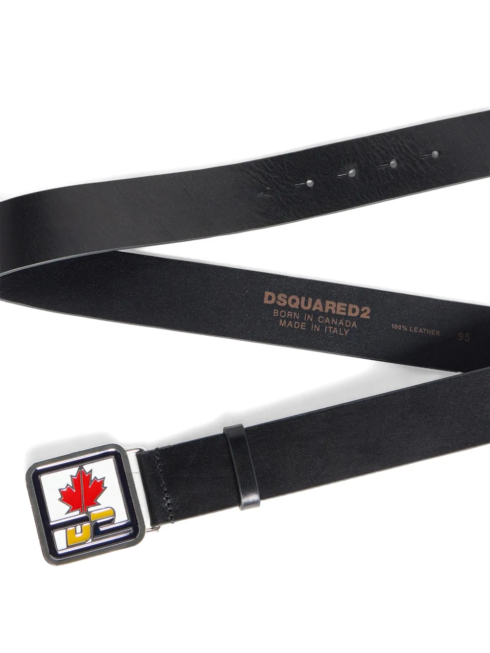 DSQUARED2 D2 Patch leren riem Zwart