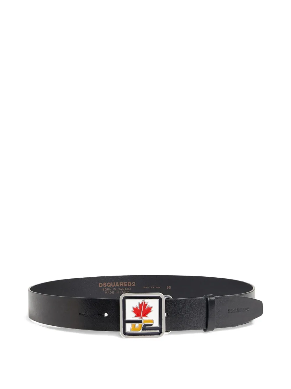 DSQUARED2 D2 Patch leren riem Zwart