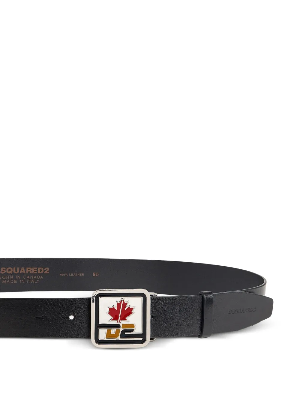 DSQUARED2 D2 Patch leren riem Zwart