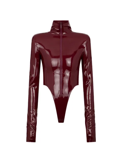 DSQUARED2 body con acabado de charol y cierre en la parte delantera