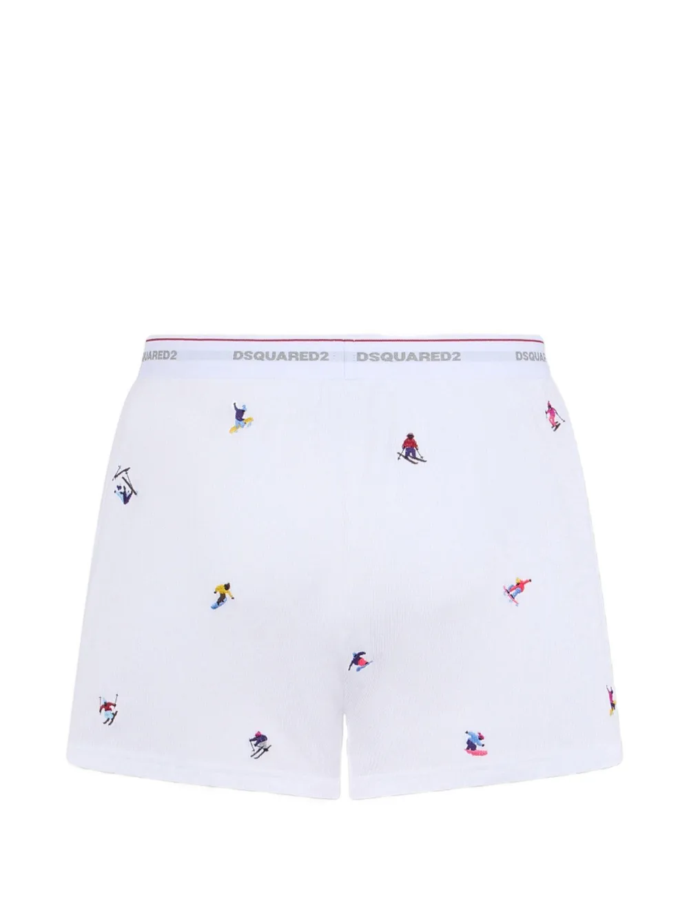 DSQUARED2 Geribbelde boxershorts met geborduurde skiër Wit