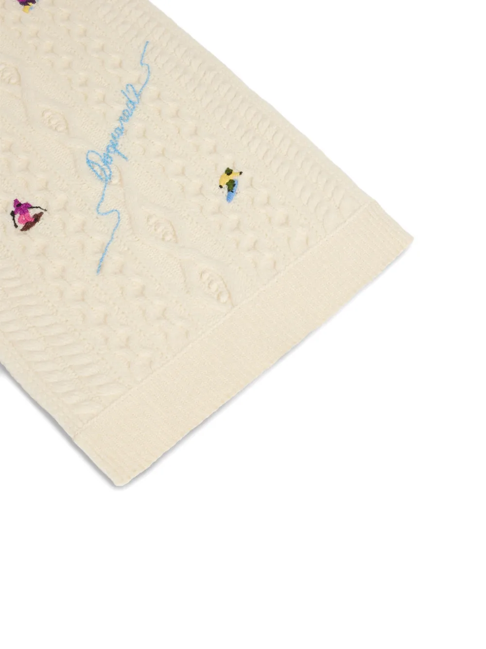 DSQUARED2 Après Ski wollen sjaal met geborduurd detail Beige