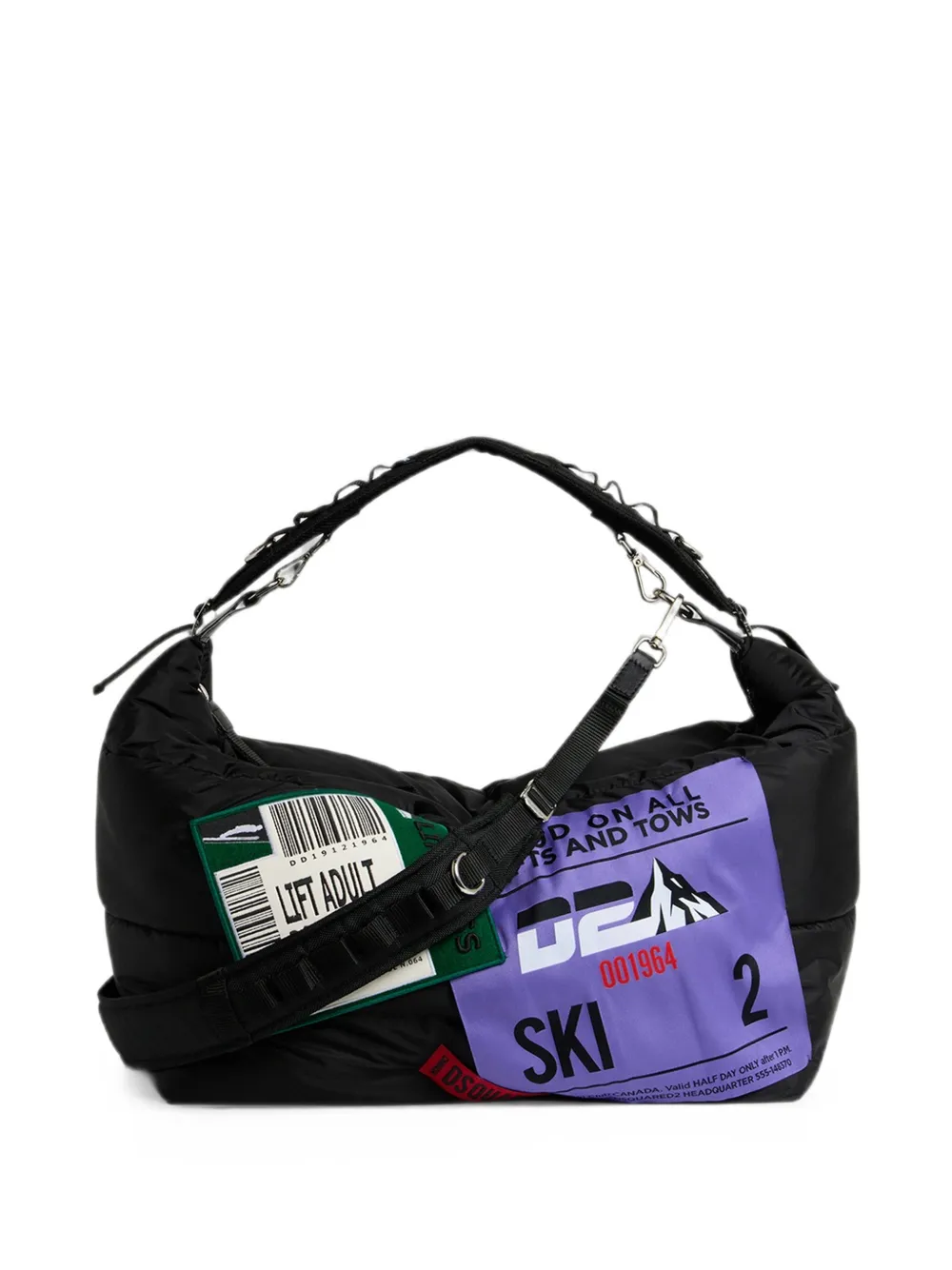 Dsquared2 Padded Logo-patch Shoulder Bag In Black