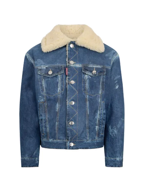 DSQUARED2 frosted shearling-collar denim jacket