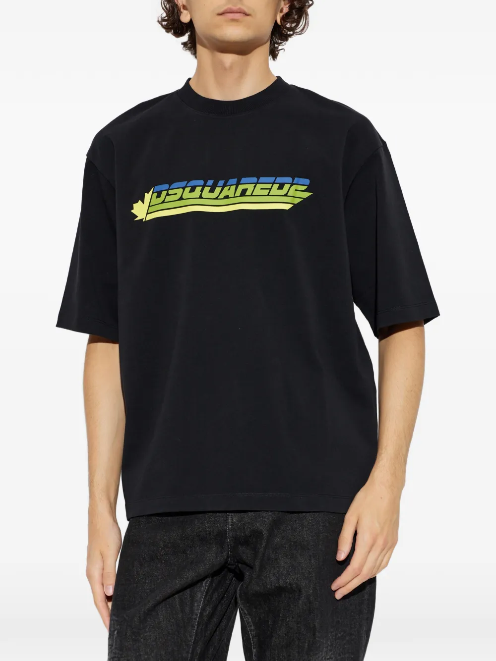 DSQUARED2 Ruimvallend T-shirt met logo-print Zwart