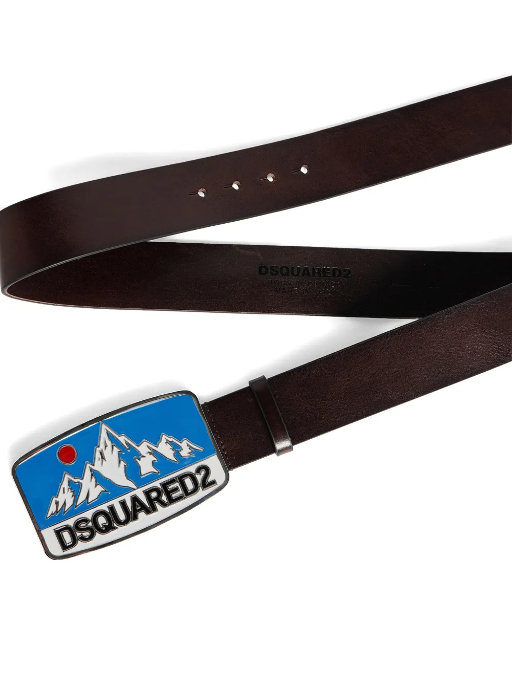 DSQUARED2 Leren riem met logoplakkaat Bruin