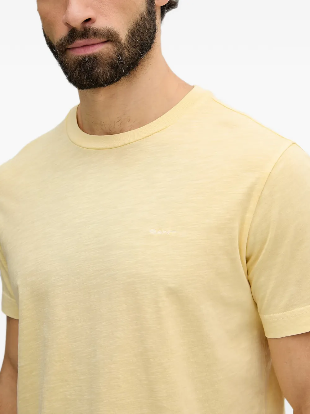 Gant T-shirt met geborduurd logo Geel