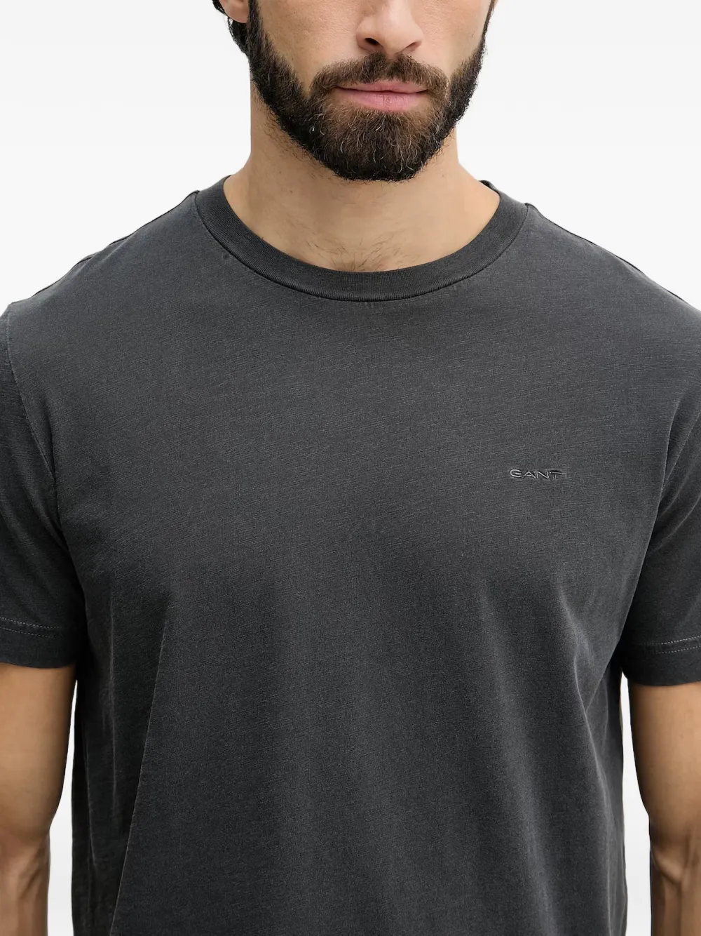 Gant T-shirt met geborduurd logo Zwart