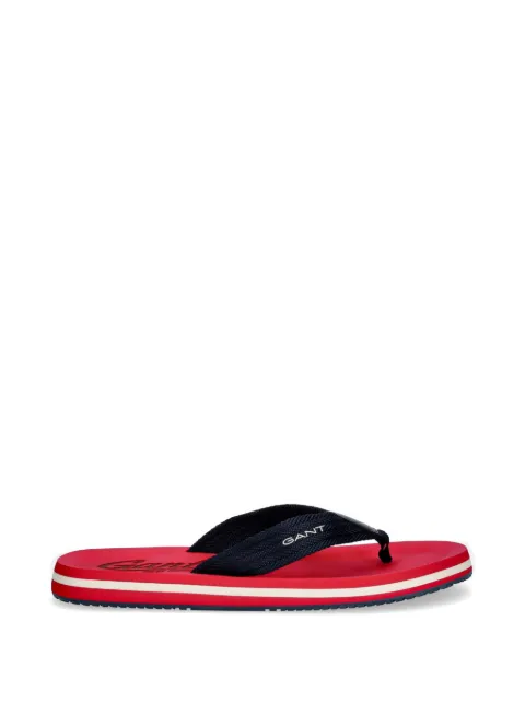Gant logo-print striped flip-flops
