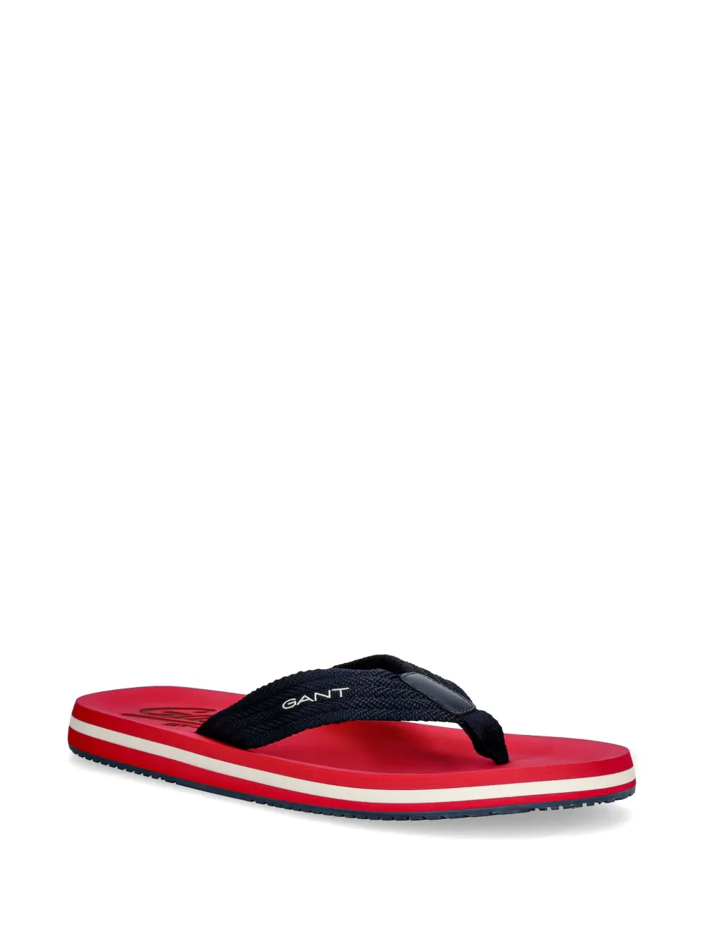 Gant logo-print striped flip-flops Rood