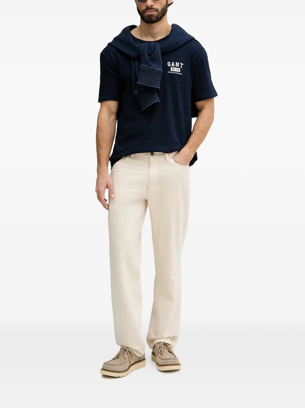 Gant T-shirt met logoprint Blauw