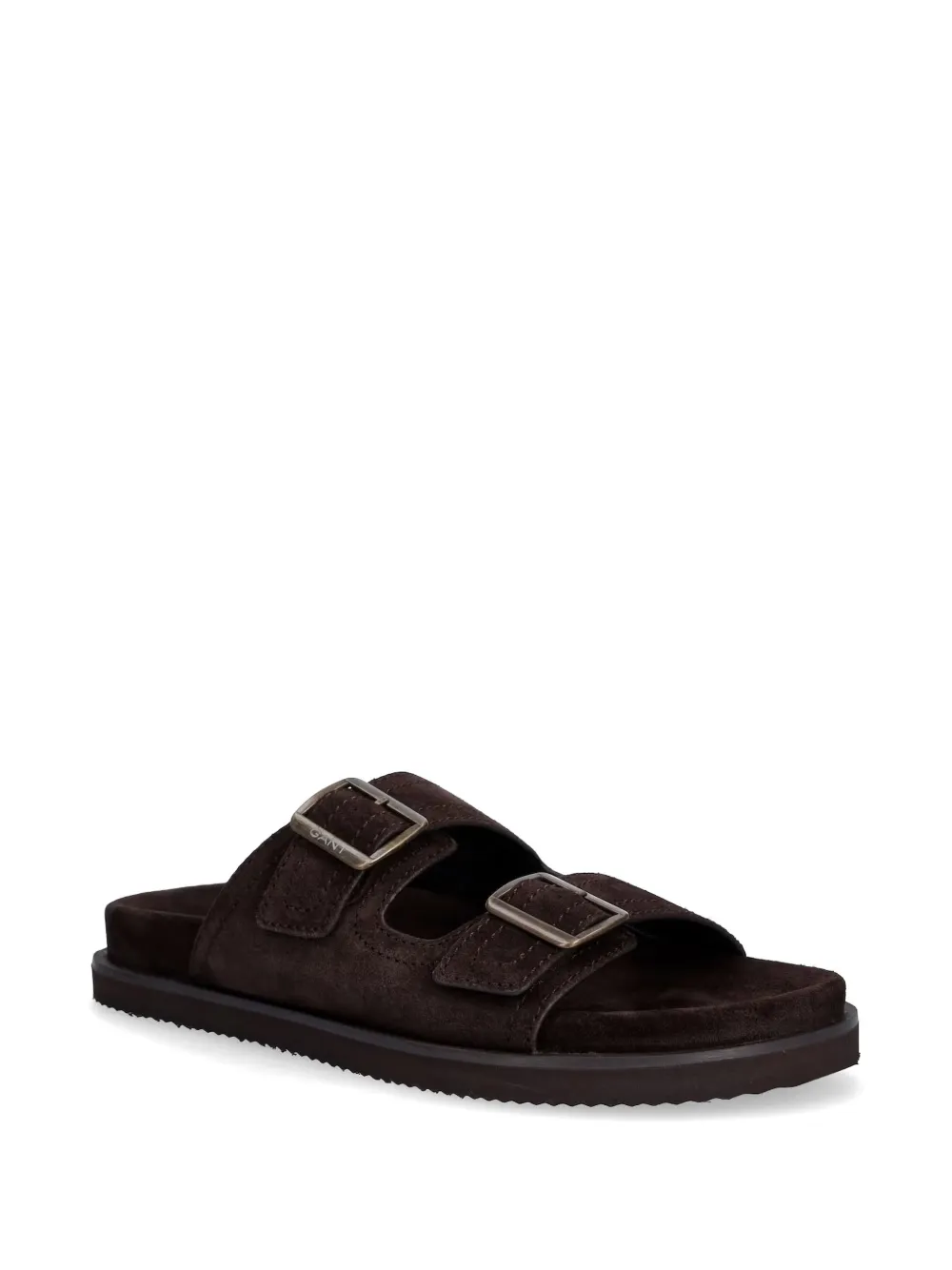Gant buckle-fastening suede slides Bruin