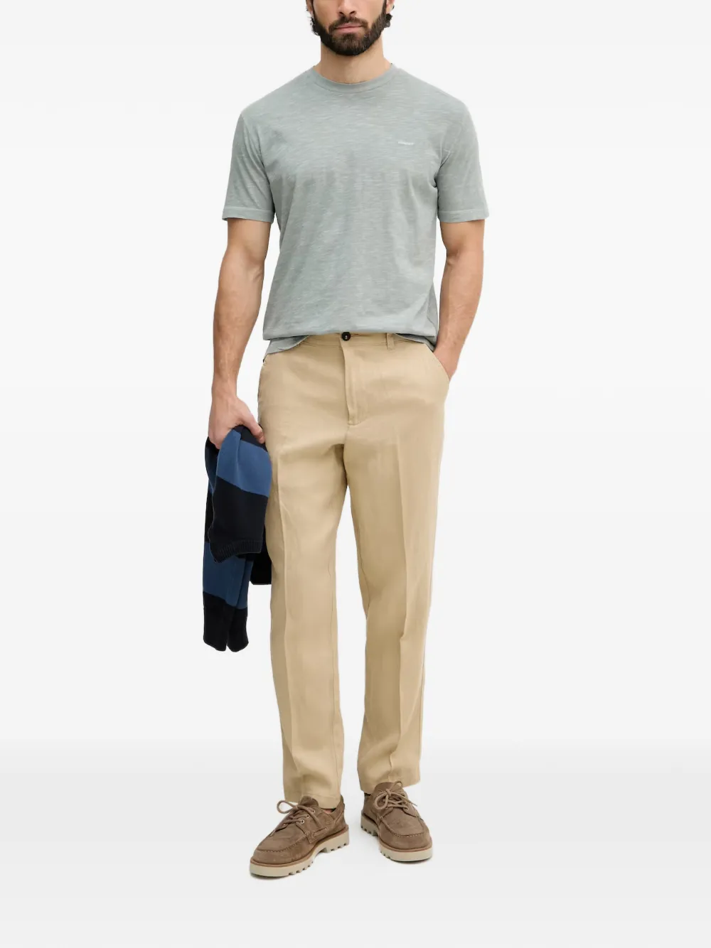 Gant T-shirt met geborduurd logo Grijs