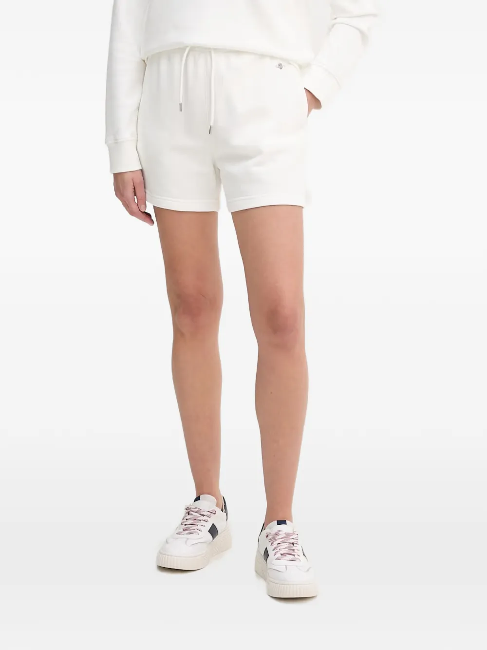 Gant Shield drawstring-waist logo-embroidered shorts - Bianco