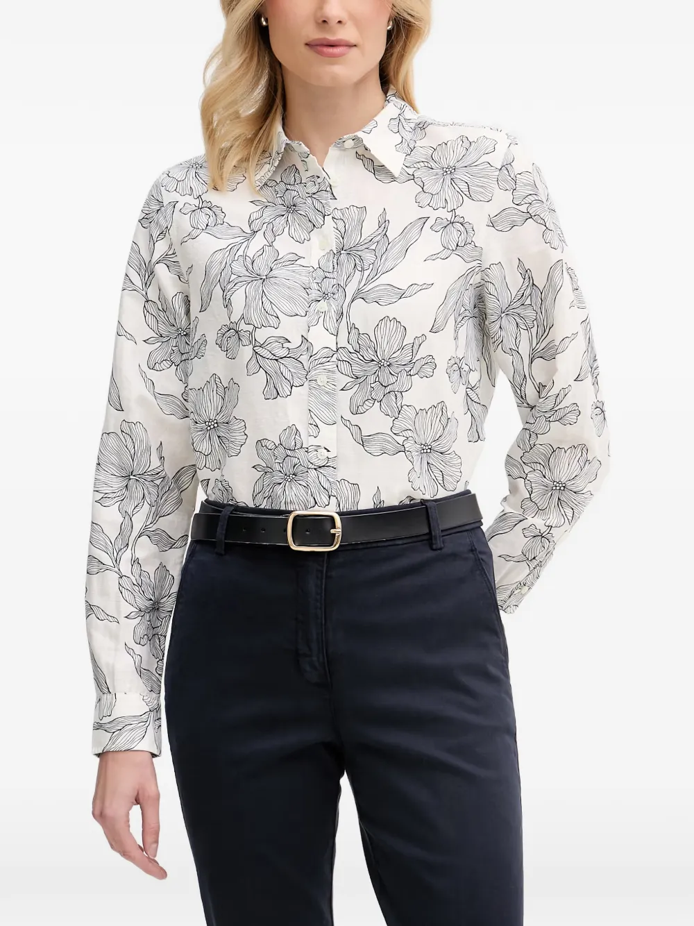 Gant floral-print long-sleeve shirt - Weiß