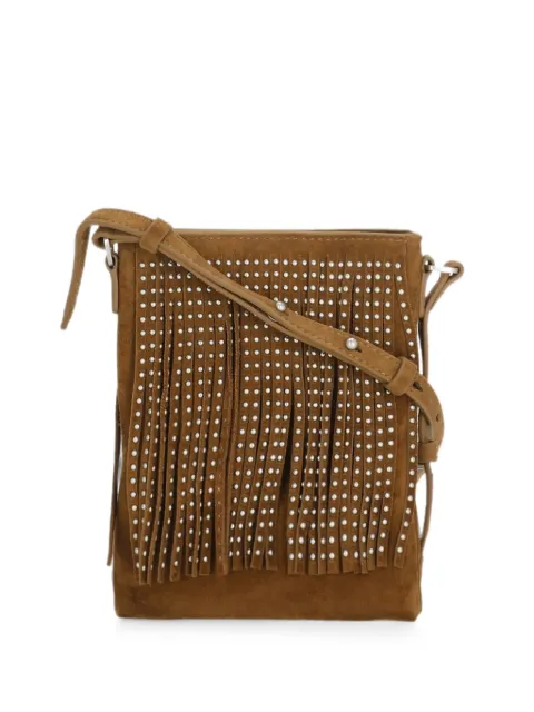 Ash stud-embellished fringed shoulder bag