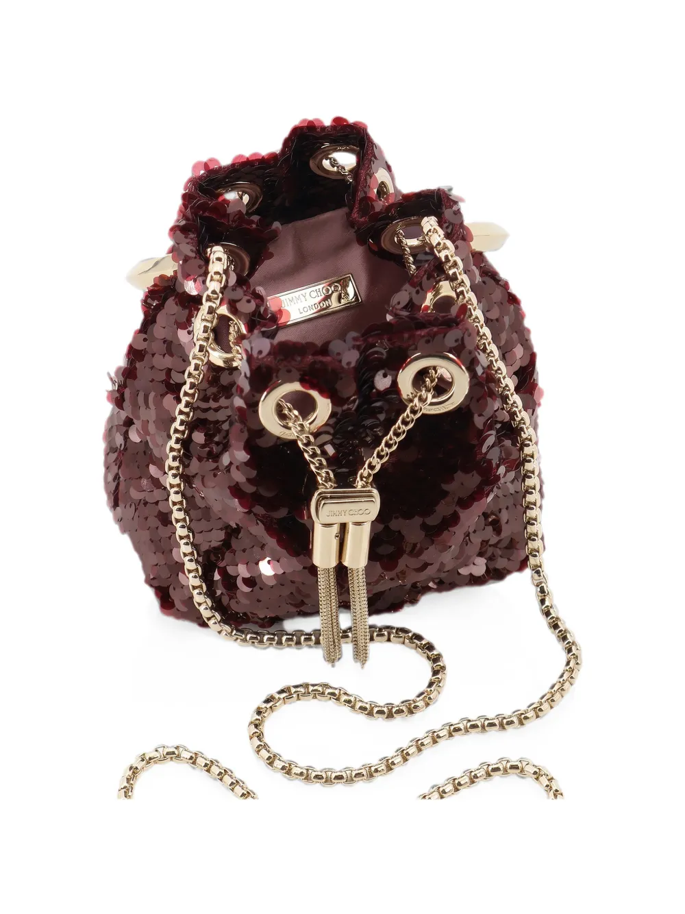 Jimmy Choo Bon bucket-tas met pailletten Rood