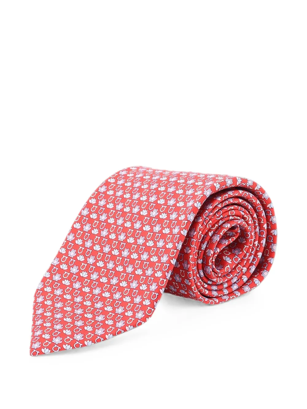 Ferragamo frog-print silk tie - Rosso
