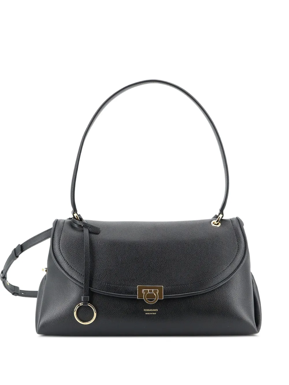 Ferragamo Gancini pebbled-leather shoulder bag - Nero