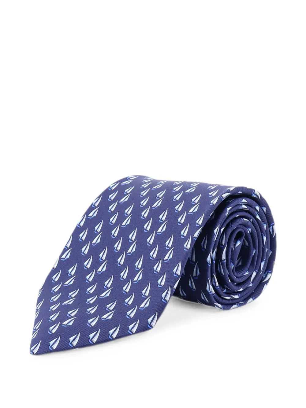 Ferragamo sailboat-print silk tie - Blu