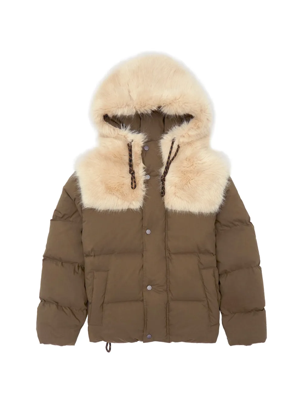 Ports V faux-fur trim puffer jacket - Green