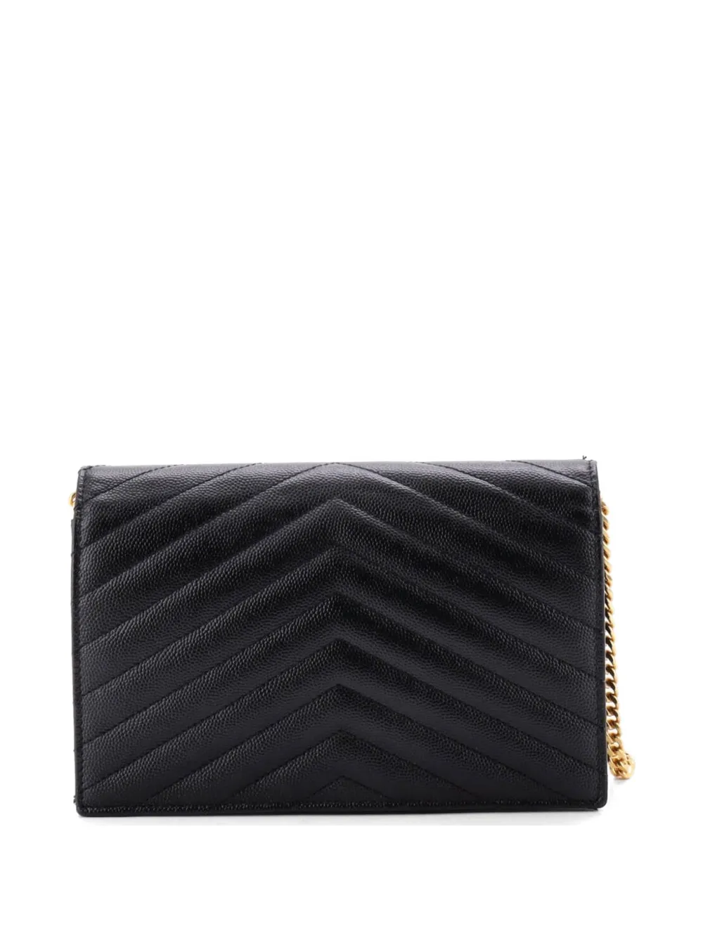  Saint Laurent Pre-owned Petit Sac à Bandoulière Classic Monogram Wallet On Chain Matelasse Chevron En Cuir - Noir 