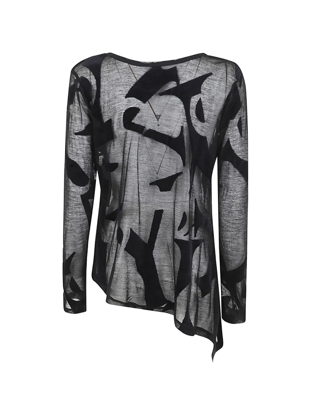 Y's Asymmetrische top met abstracte print Zwart