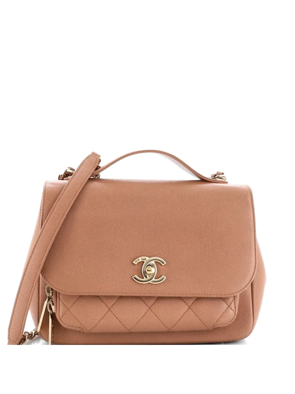 CHANEL Pre-Owned Borsa a spalla Business Affinity piccola in pelle Caviar trapuntata con battente - Marrone