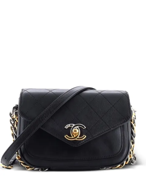 CHANEL Pre-Owned bolsa de hombro Flap pequeña de piel de becerro en dos tonos