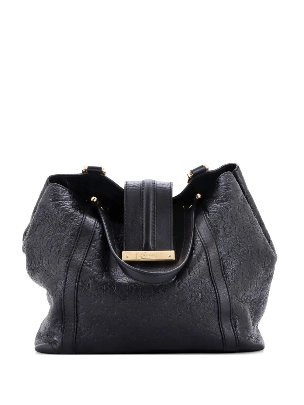 Gucci Pre-Owned Borsa passepartout New Ladies media in pelle Guccissima con decorazione Web - Nero