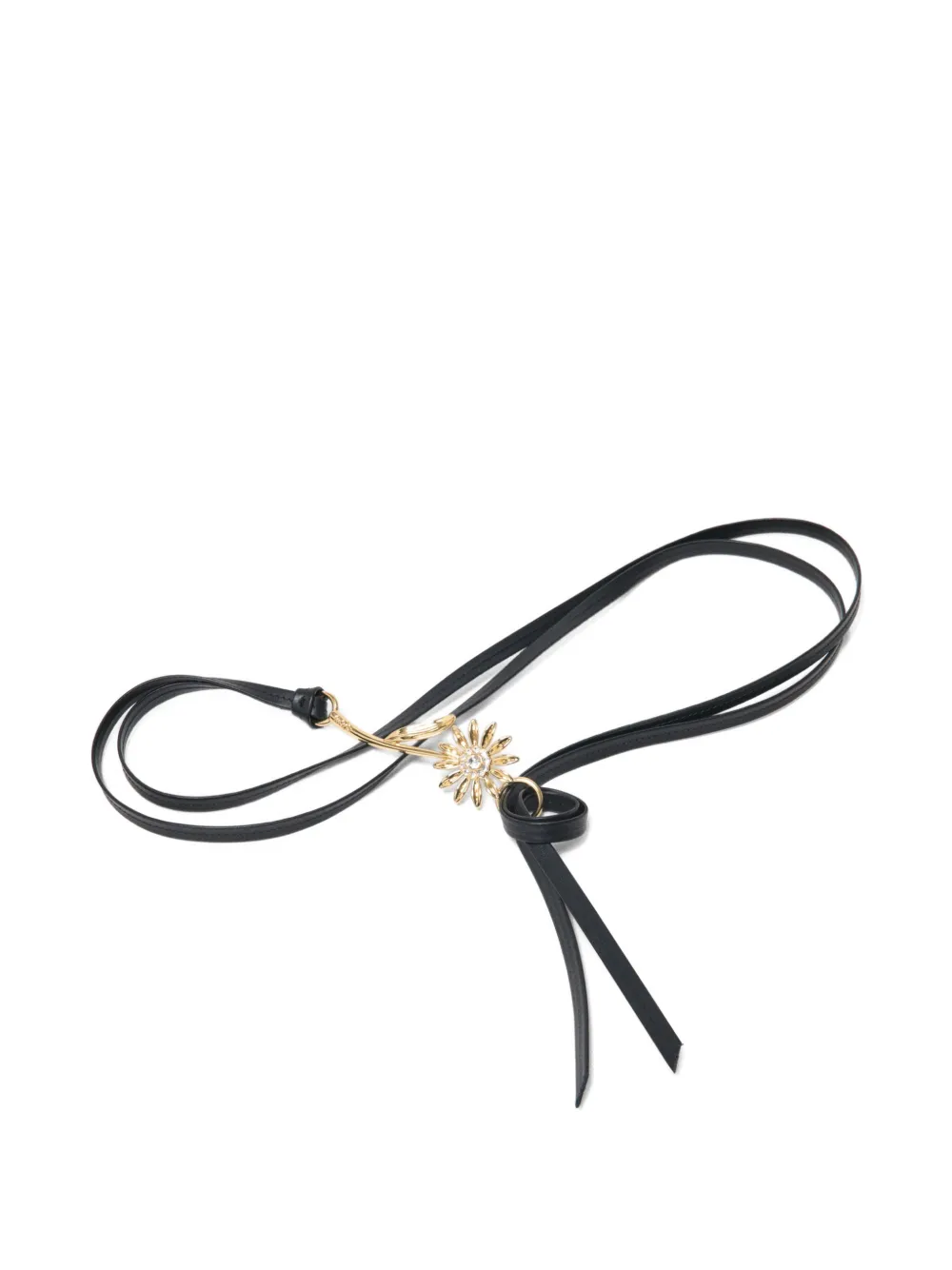 Maje Leren riem met bloemdetail Zwart