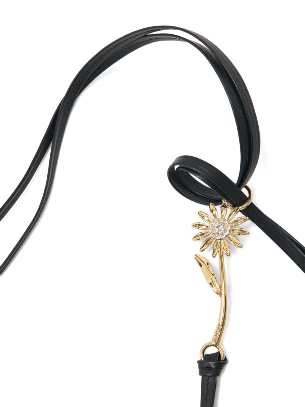 Maje Leren riem met bloemdetail Zwart