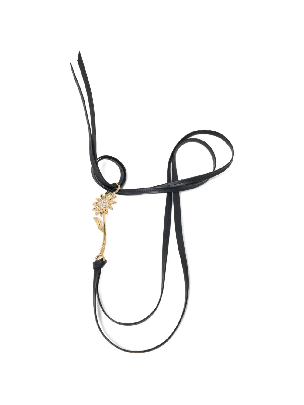 Maje Leren riem met bloemdetail Zwart